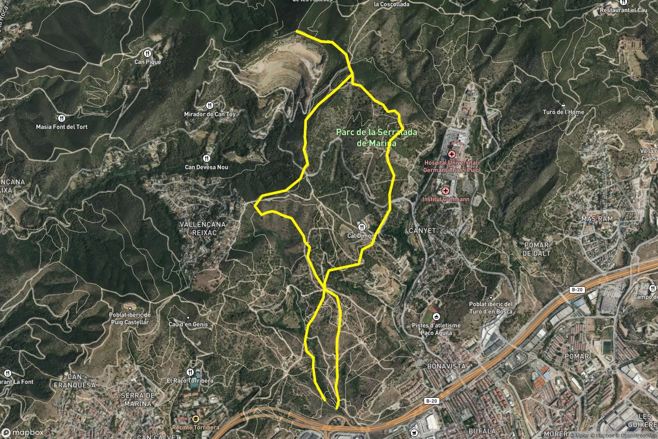 Camí de Can Mas – Camí del Mas Oliver 9 km loop seen over 3D terrain