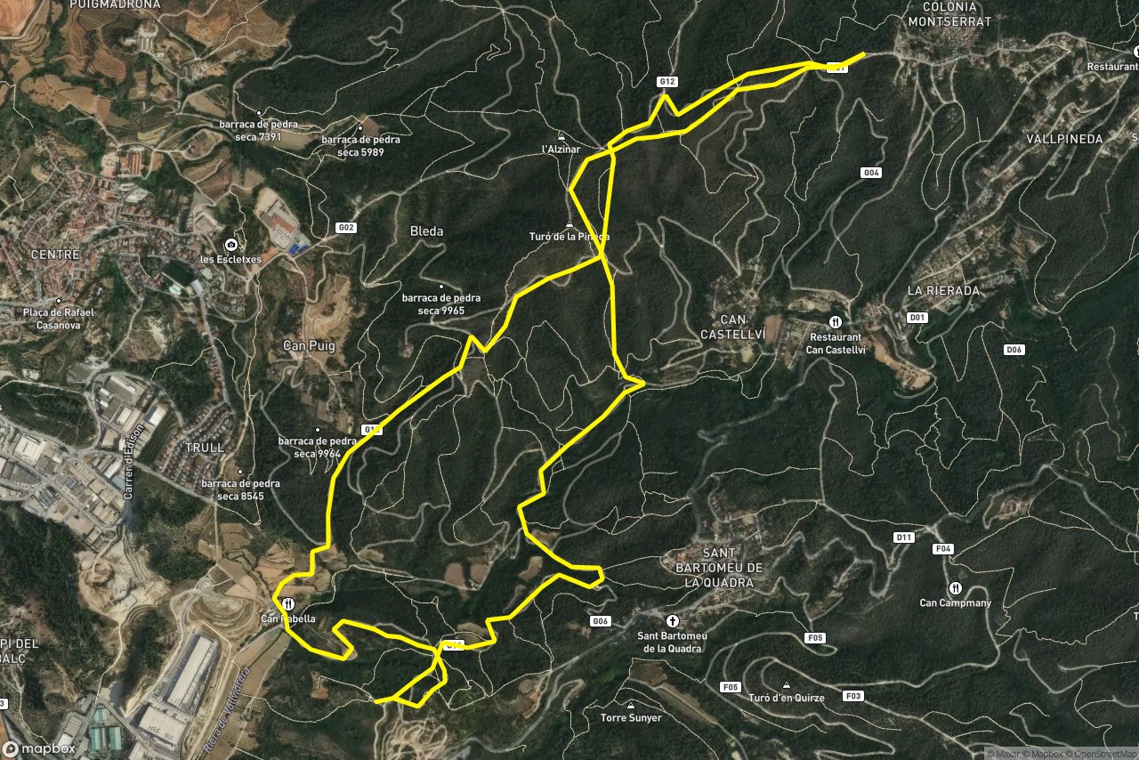 Camí de la Riera Nova – Can Rabella 10 km loop seen over 3D terrain