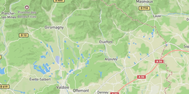 Map of the routes around Belfort