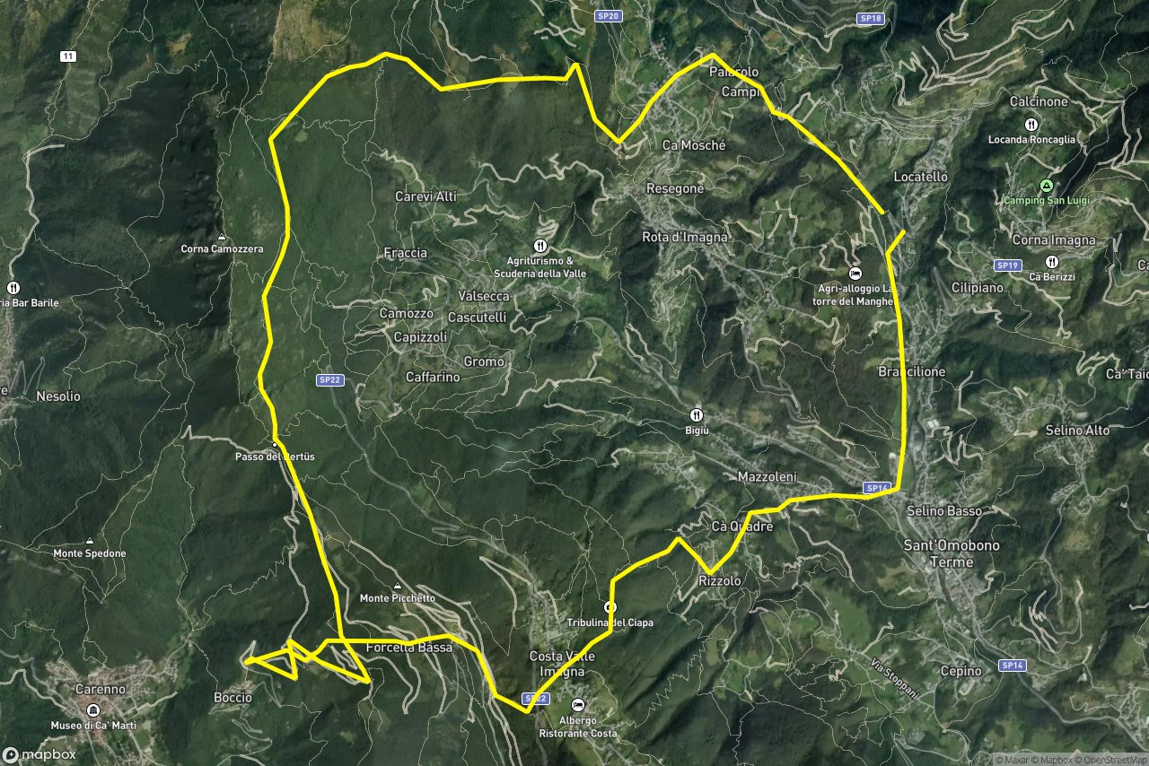 Percorso Vitae – Strada agro-silvo-pastorale Caversano Monte Basso 24 km loop seen over 3D terrain
