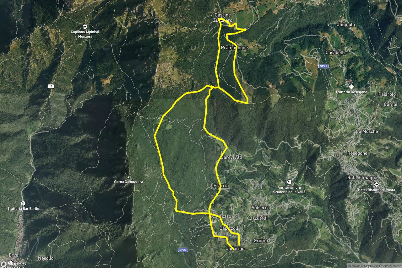 Via Canecc – Via Caffarino 11 km loop seen over 3D terrain