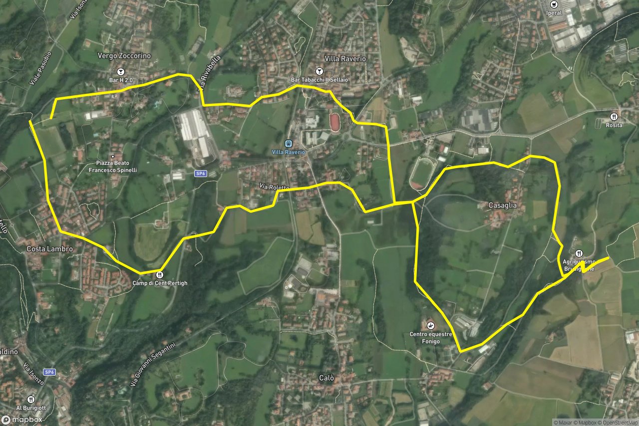 Via Giuseppe Parini – Via per Besana 10 km loop seen over 3D terrain