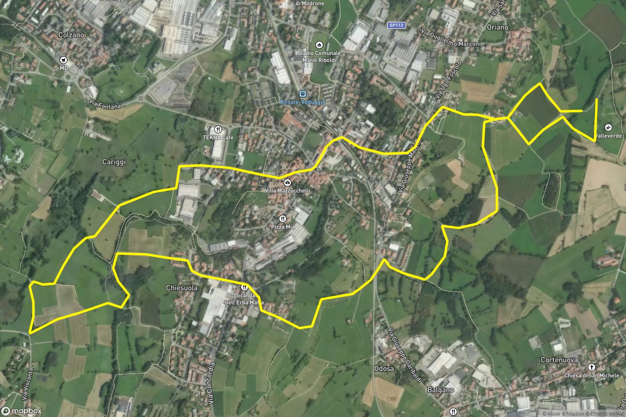 Via Sirtori – Caveramezz Track 9 km loop seen over 3D terrain
