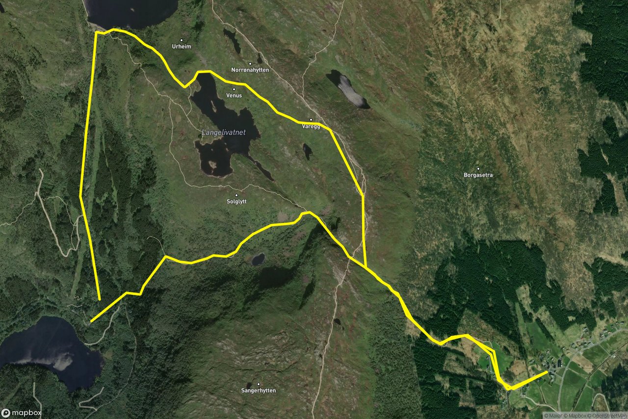 Borgatræet – Tarlebøveien 11 km loop seen over 3D terrain