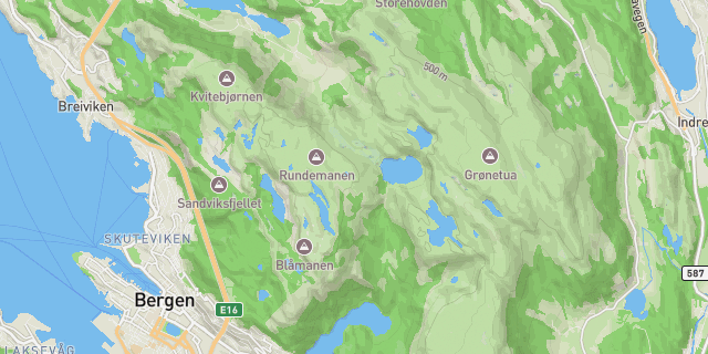 Map of the routes around Bergen