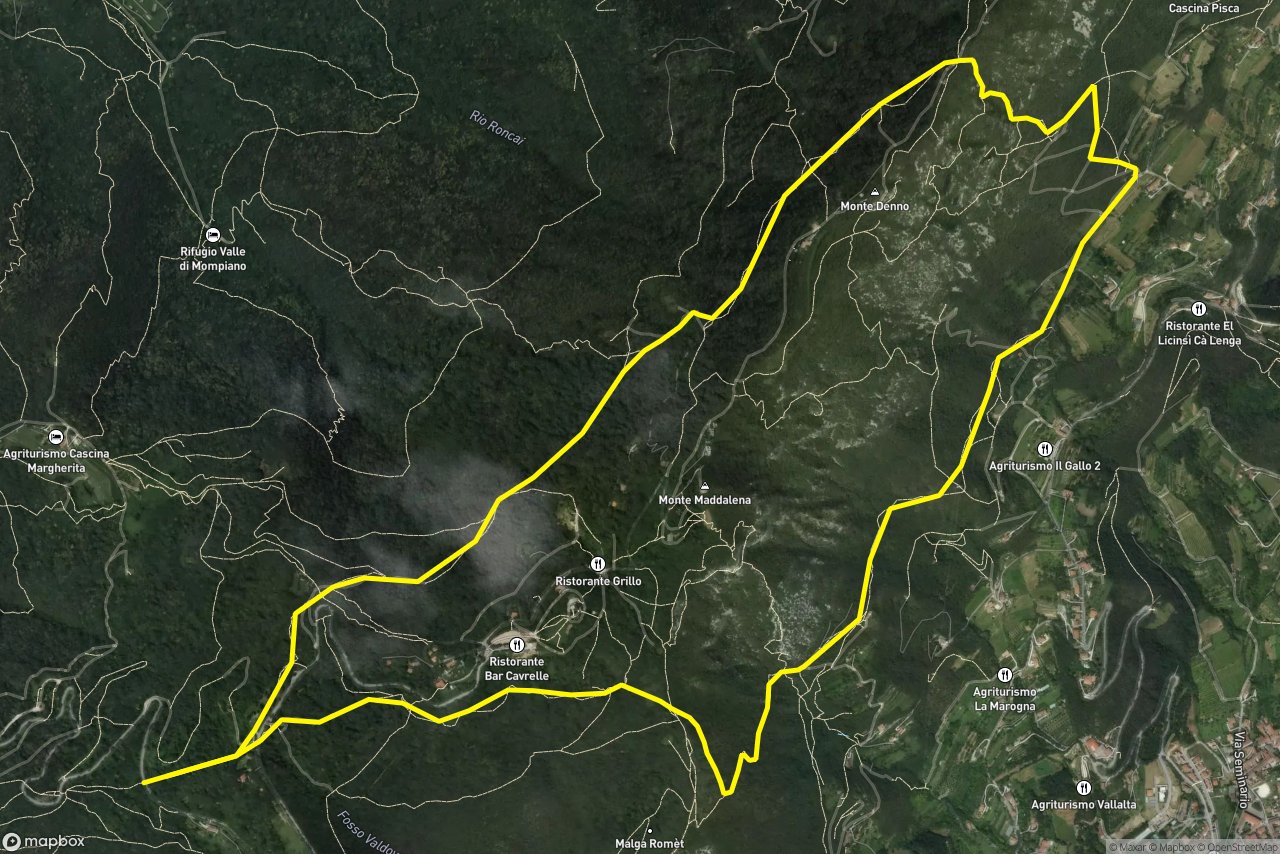 Sentiero dei Darnei – Sentiero delle Gambasse 9 km loop seen over 3D terrain
