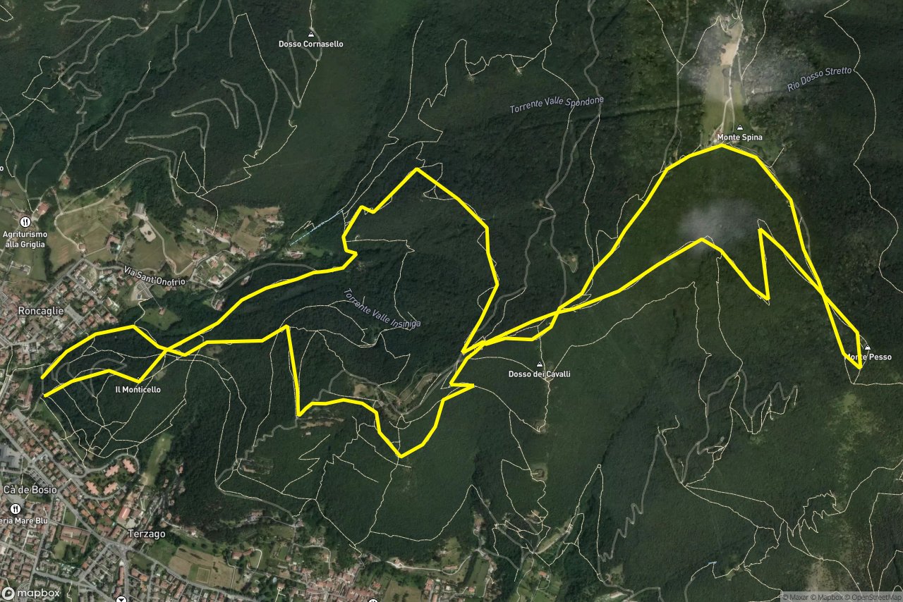 Strada della Todt – Sentèr de la Legnå 11 km loop seen over 3D terrain