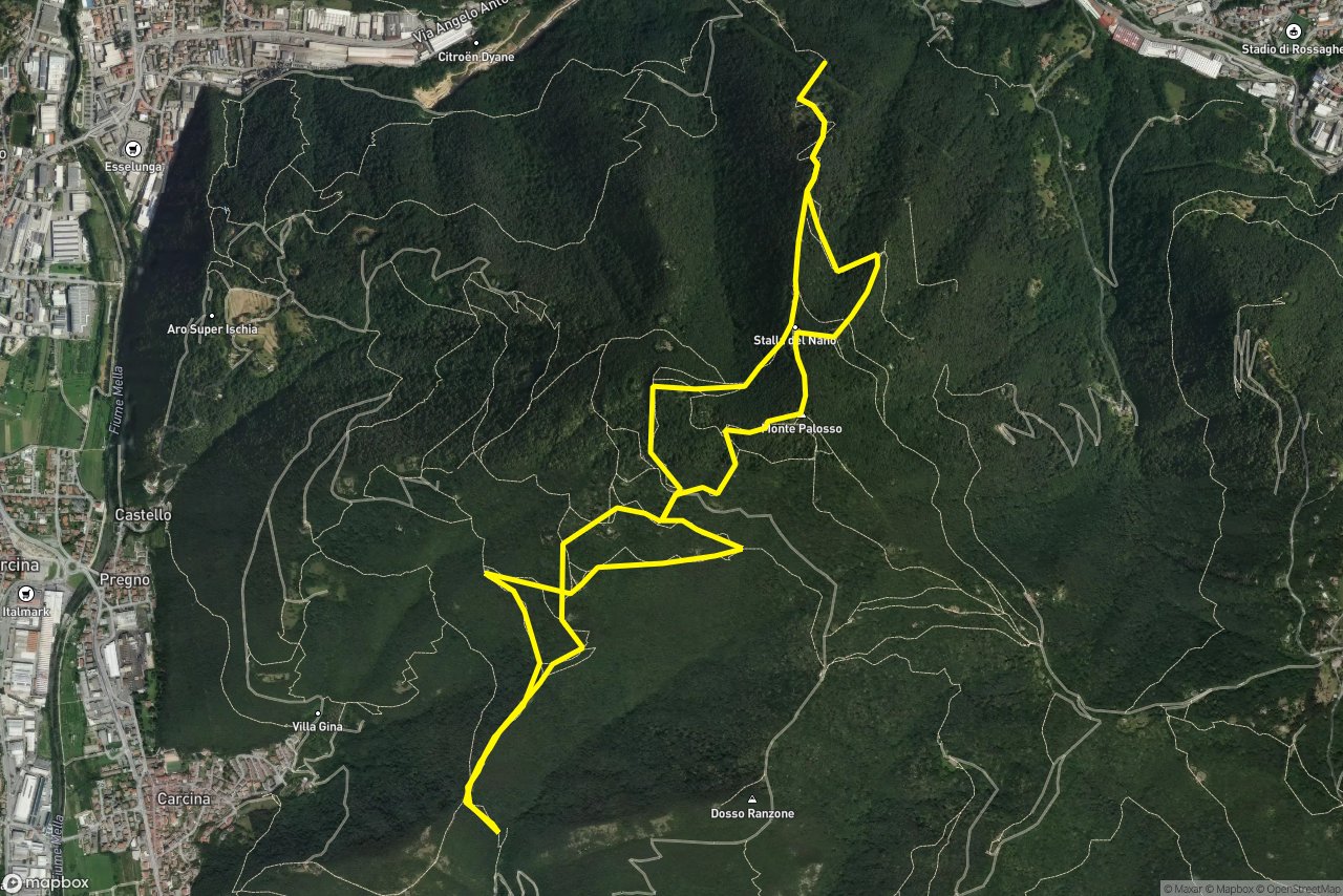 Via dei Soldati 11 km loop seen over 3D terrain