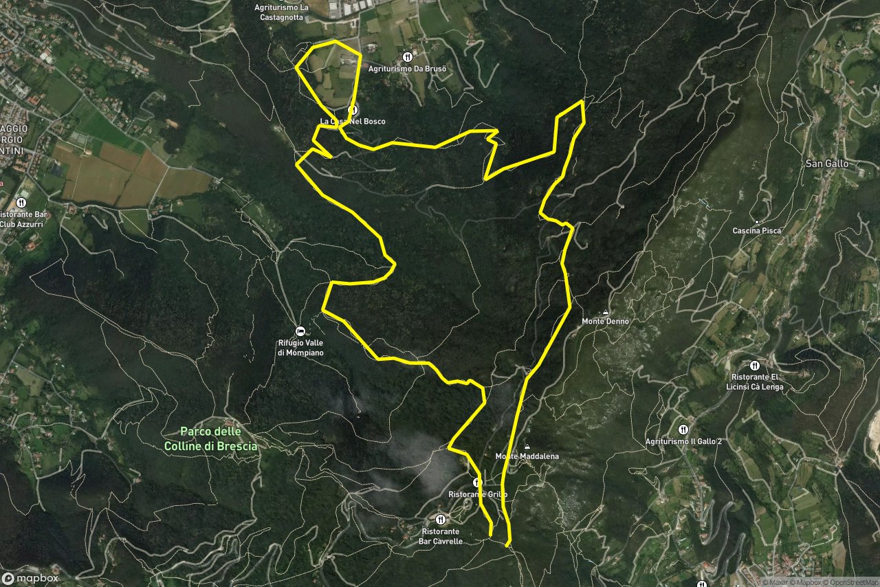 Via Maddalena – Sentér del Negondol 12 km loop seen over 3D terrain