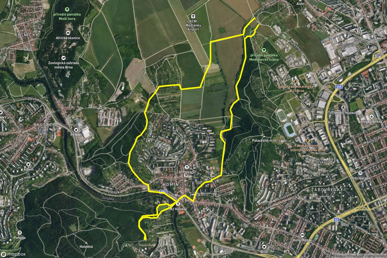 Pastviny – Hlavní 9 km loop seen over 3D terrain