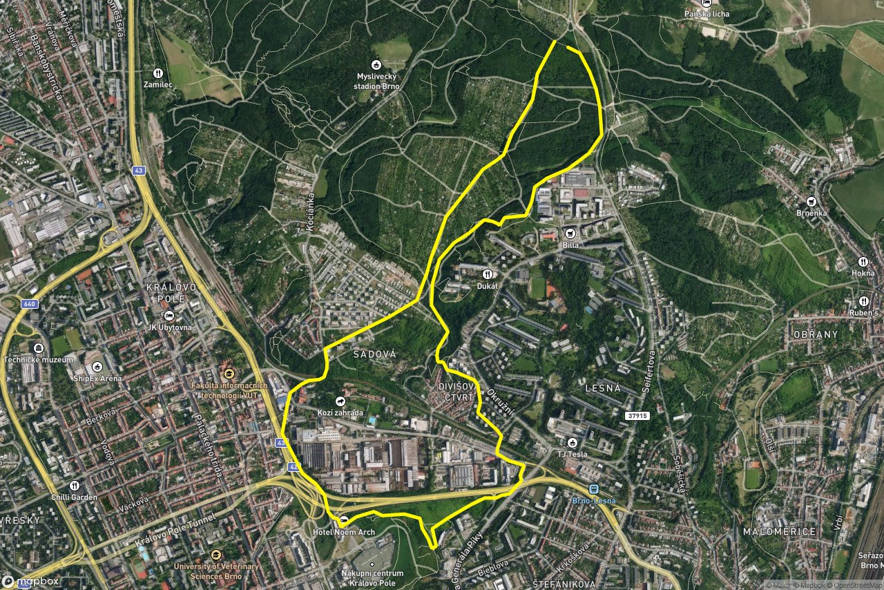 Zaječí hora – Kociánka 9 km loop seen over 3D terrain