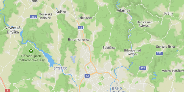 Map of the routes around Brno