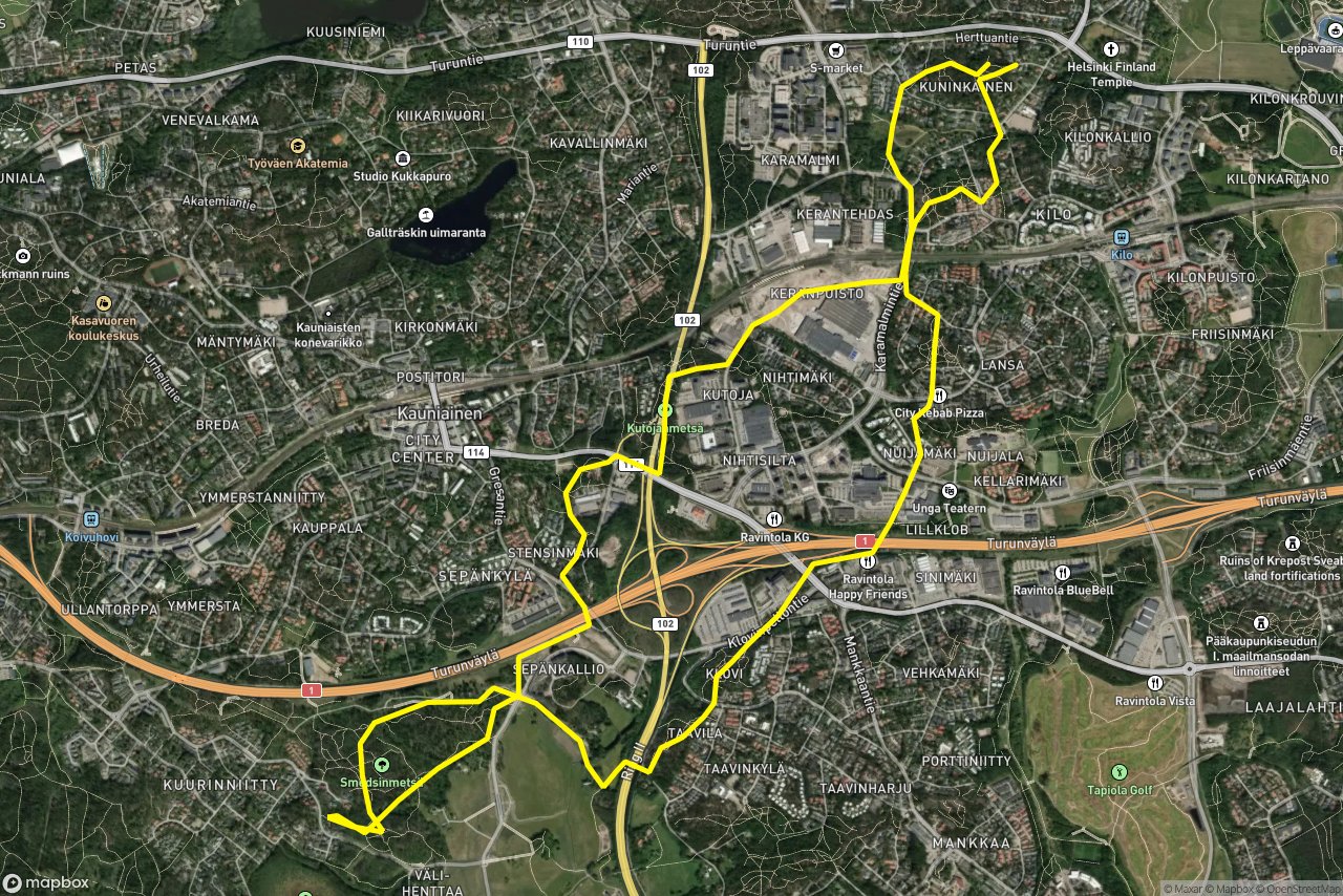Lakeanmäentie – Viilivati 14 km loop seen over 3D terrain