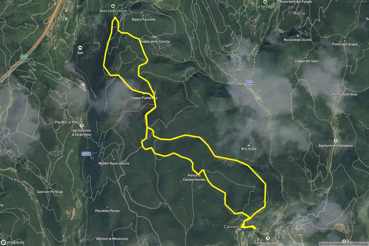 San Bernardino - Calvisio – canyon 10 km loop seen over 3D terrain
