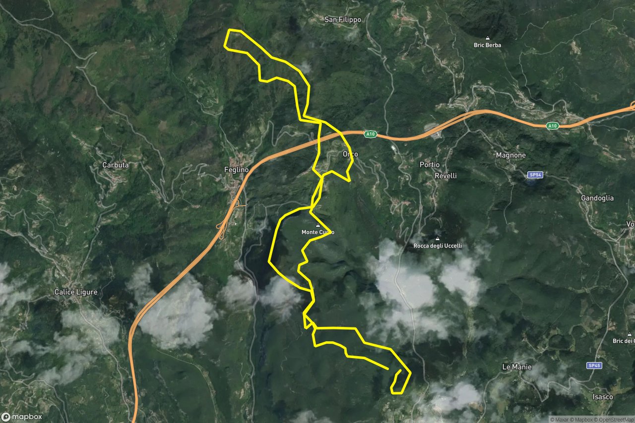 Square – San Bernardino - Calvisio 19 km loop seen over 3D terrain