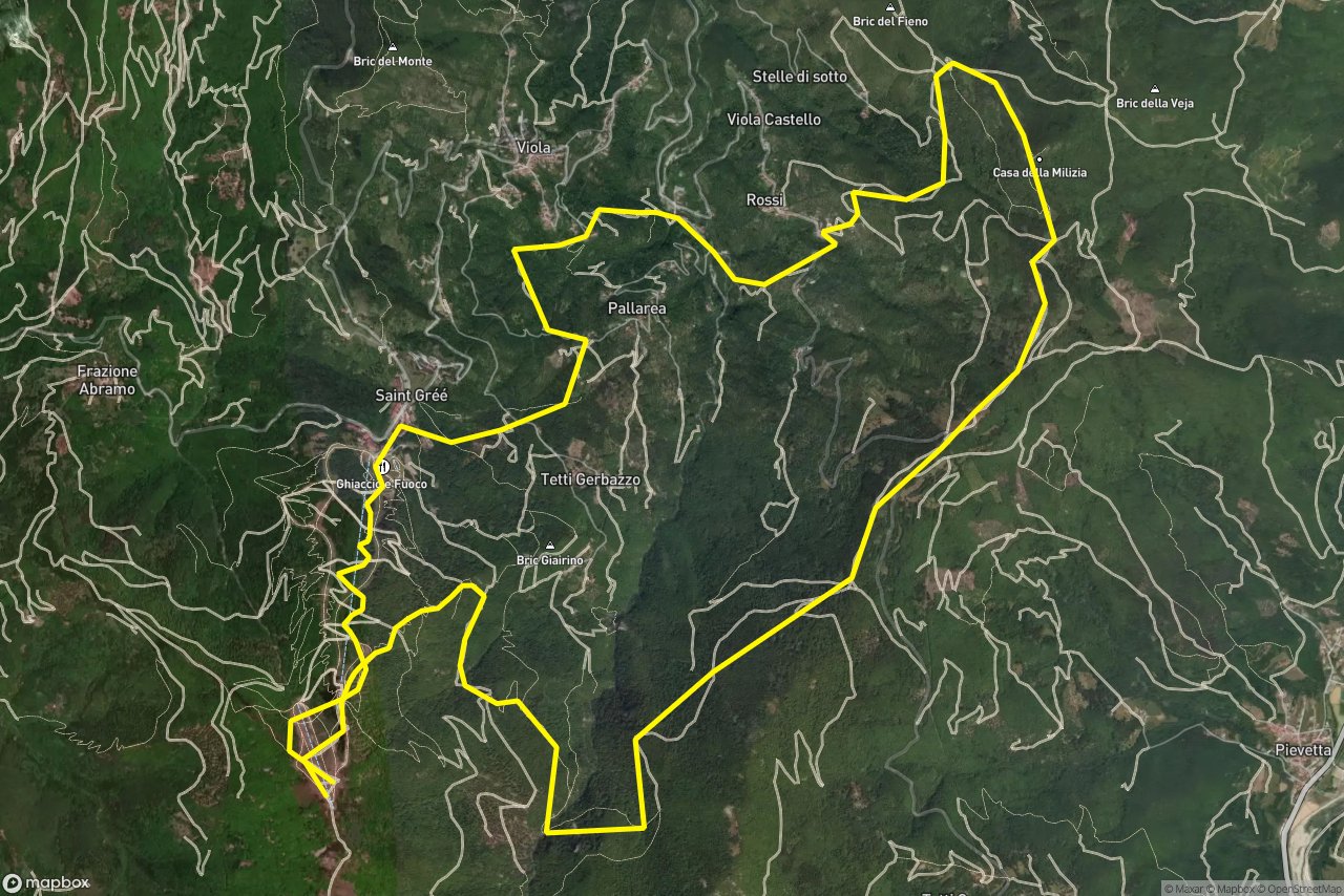 Via Bovetti – Via Riviera 24 km loop seen over 3D terrain
