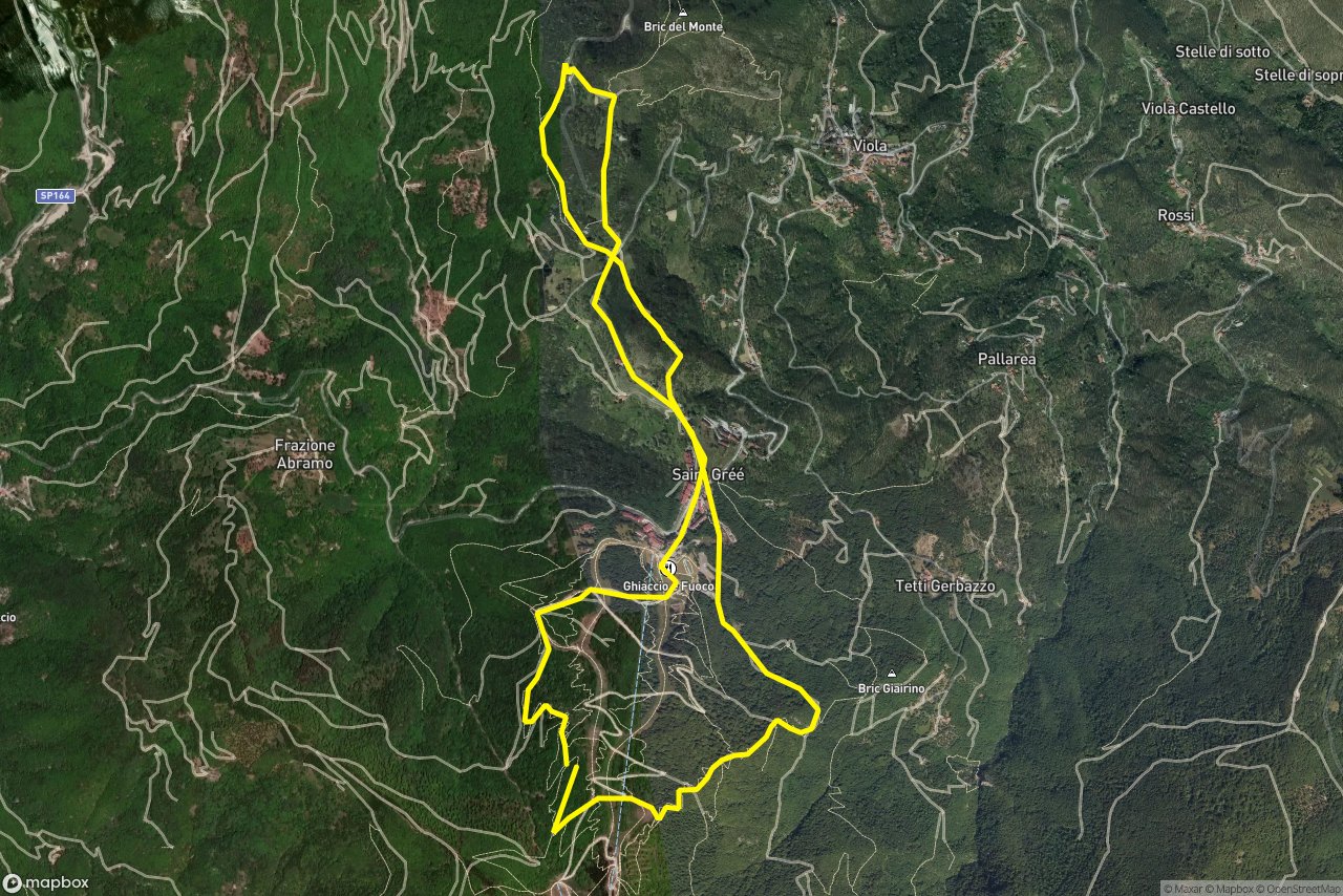 Via Santuario – Via del Poggio 11 km loop seen over 3D terrain
