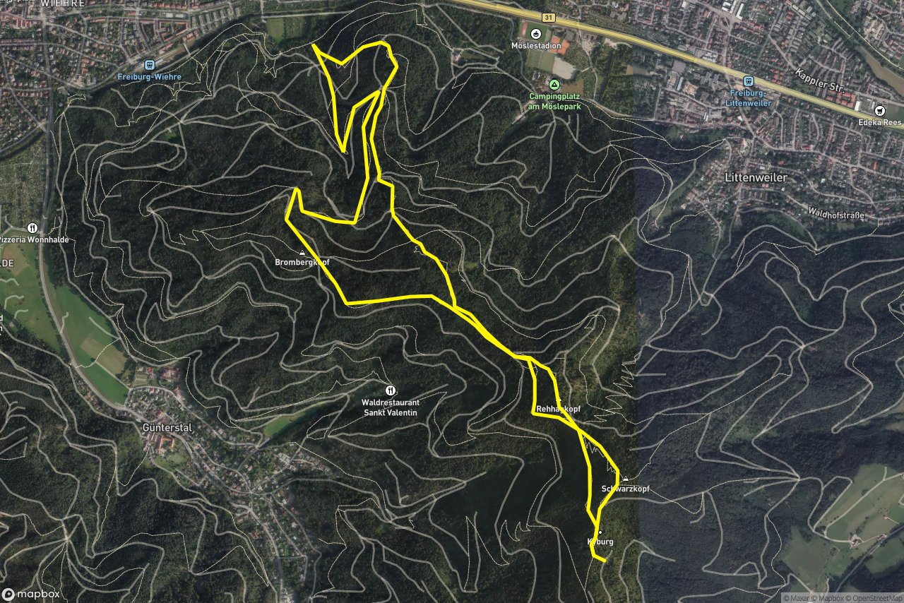 Canadian Trail – Kybfelsensteig 10 km loop seen over 3D terrain
