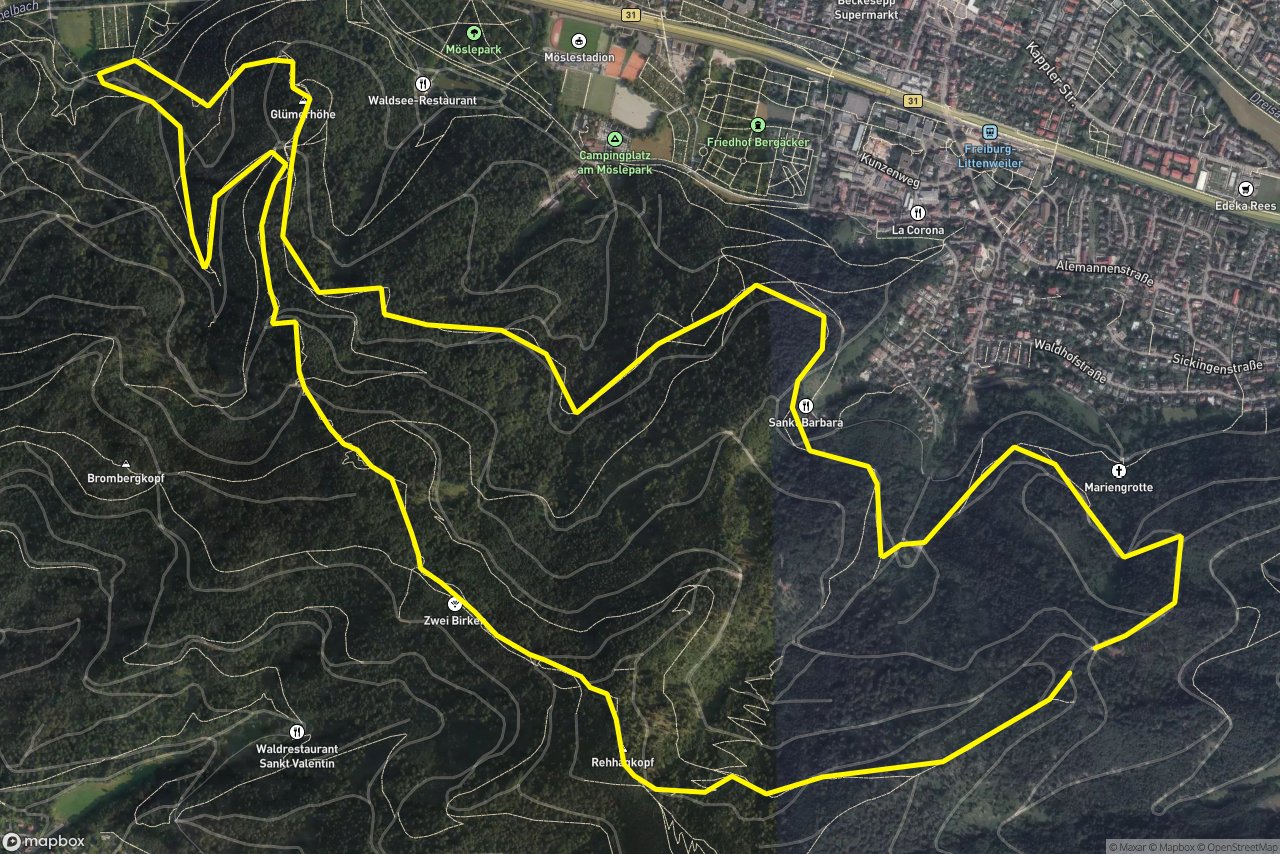 Canadian Trail – Sägemännleweg 11 km loop seen over 3D terrain