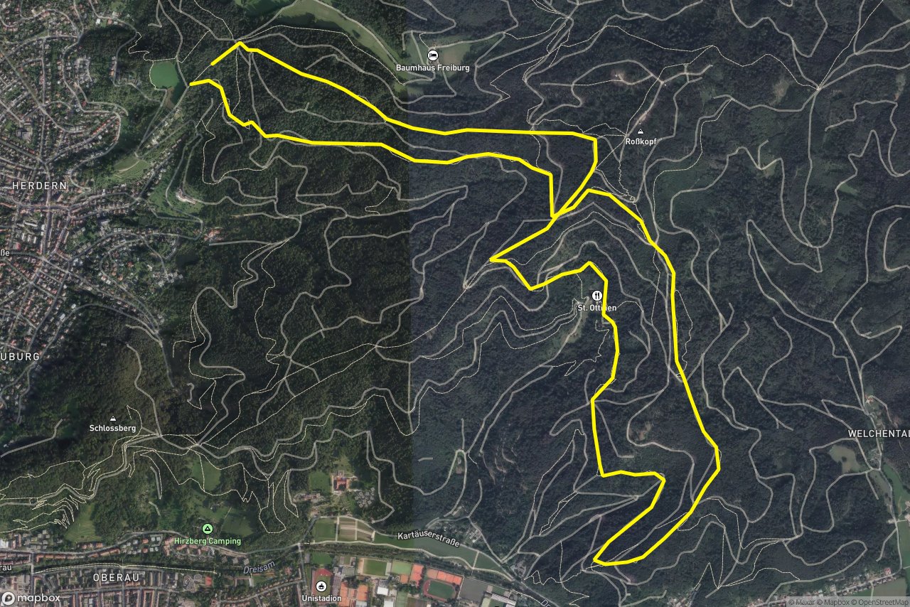 Hubbelfuchs – Rosskopfwegle 12 km loop seen over 3D terrain