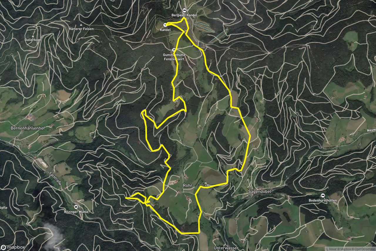 Rohr – Kandelwaldweg 14 km loop seen over 3D terrain
