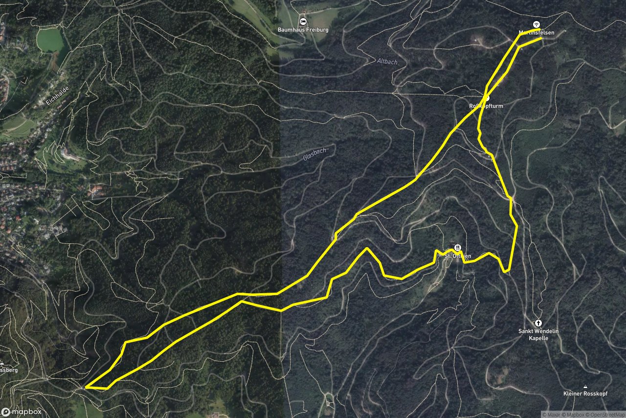 Schokoladenwegle – Borderline (Abschnitt 1) 8 km loop seen over 3D terrain