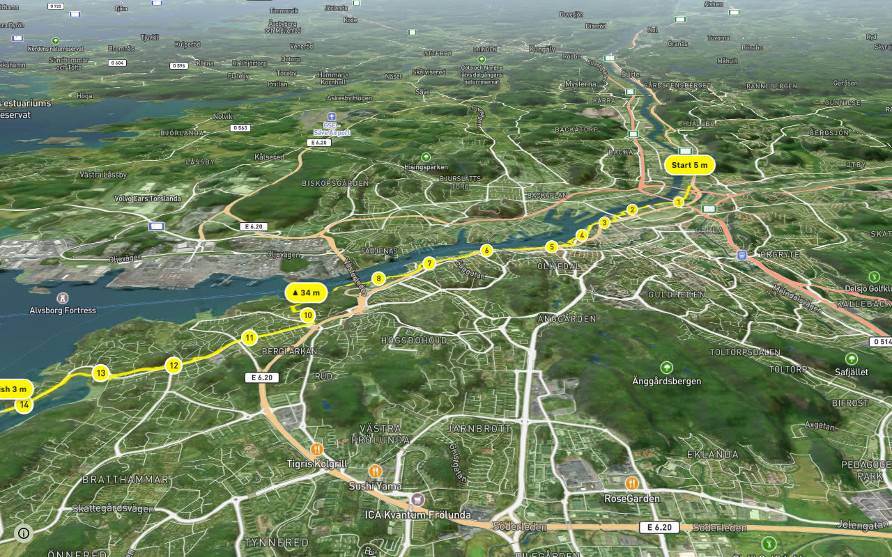 Hamnstråket seen over 3D terrain