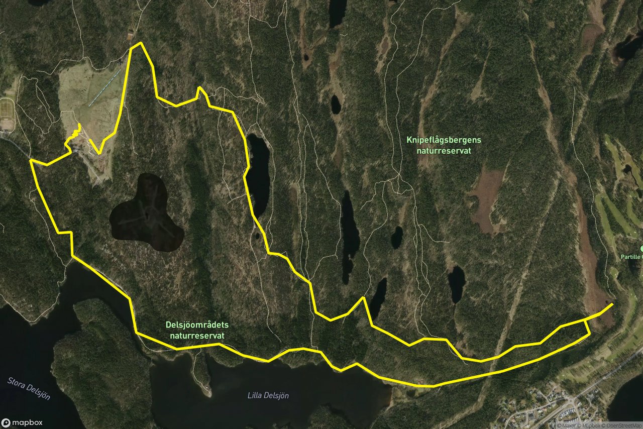 Kapten Bertilssons Väg – Slättåsvägen 11 km loop seen over 3D terrain