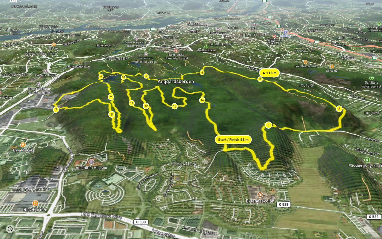 Änggårdsbergen Svart seen over 3D terrain