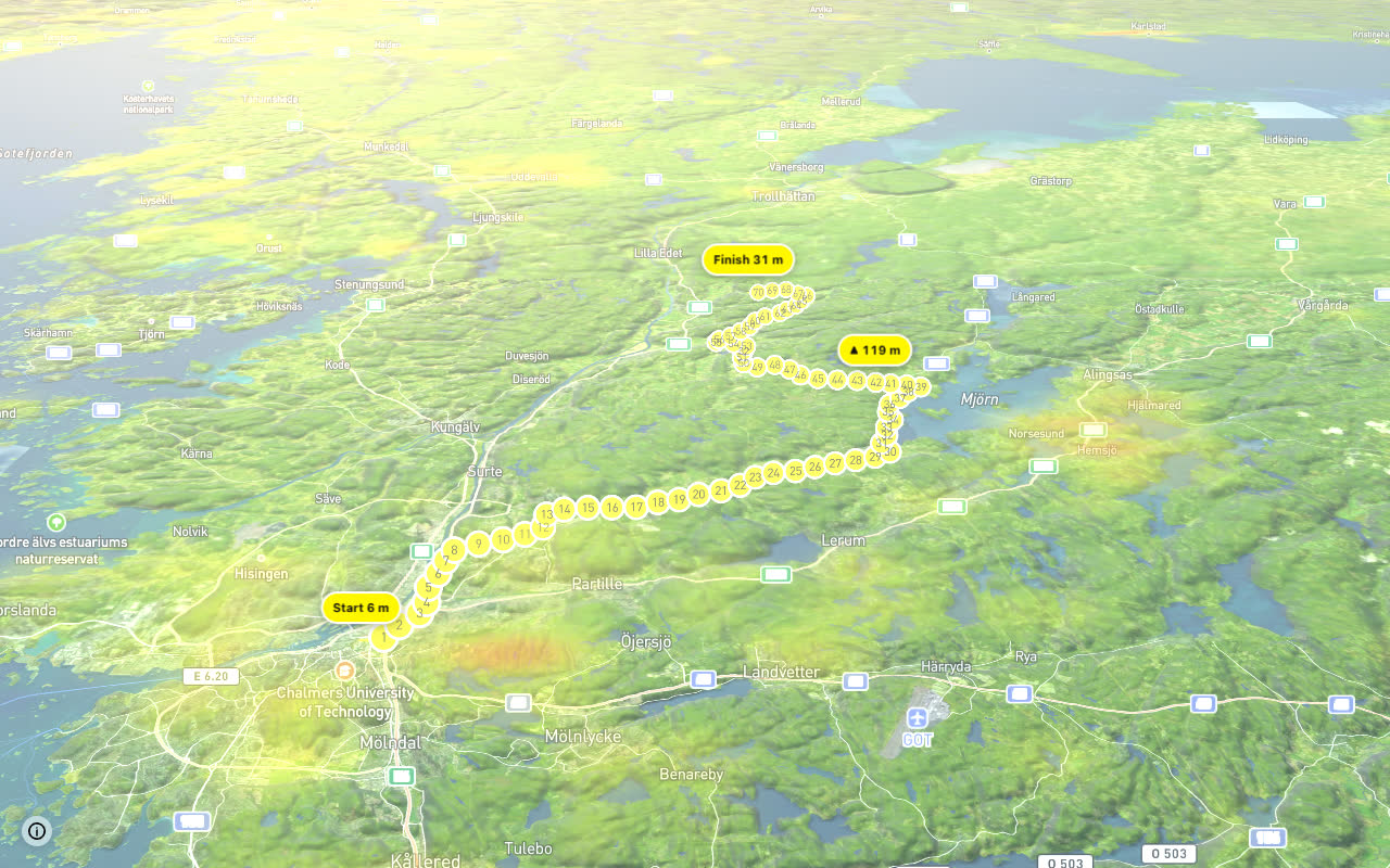 Sverigeleden (28) seen over 3D terrain