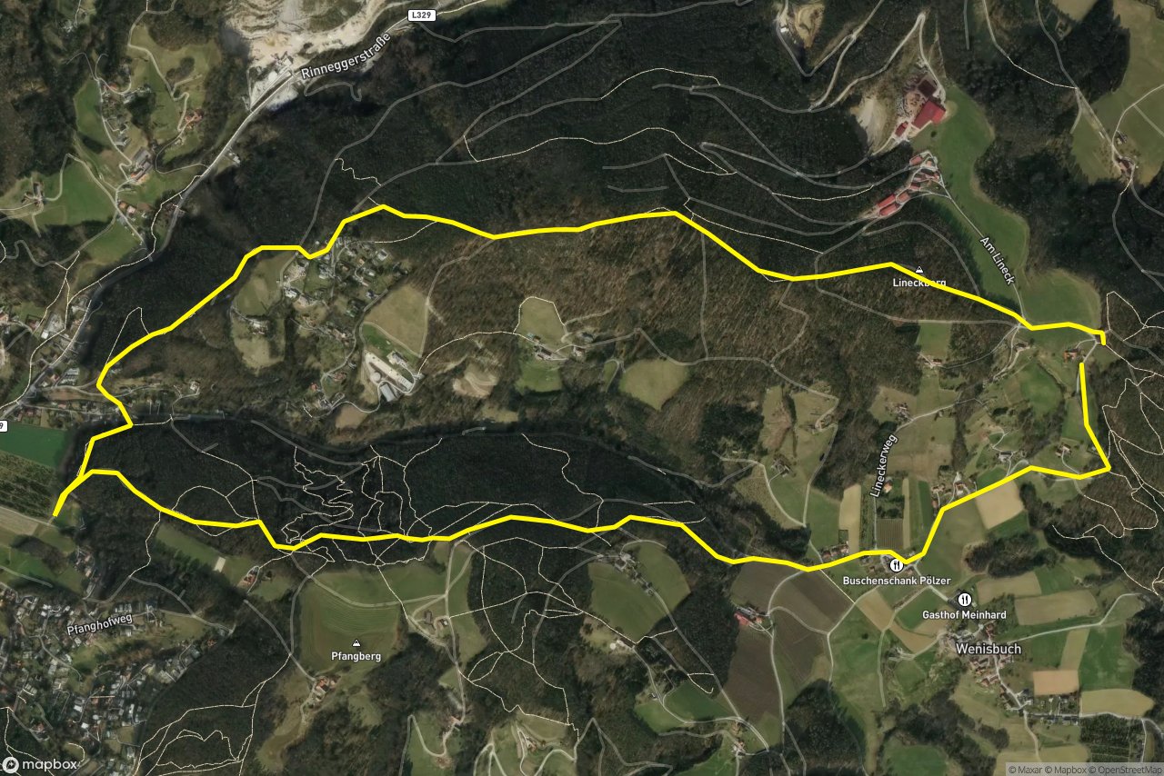 Hauersteig – Am Dürrgraben 8 km loop seen over 3D terrain