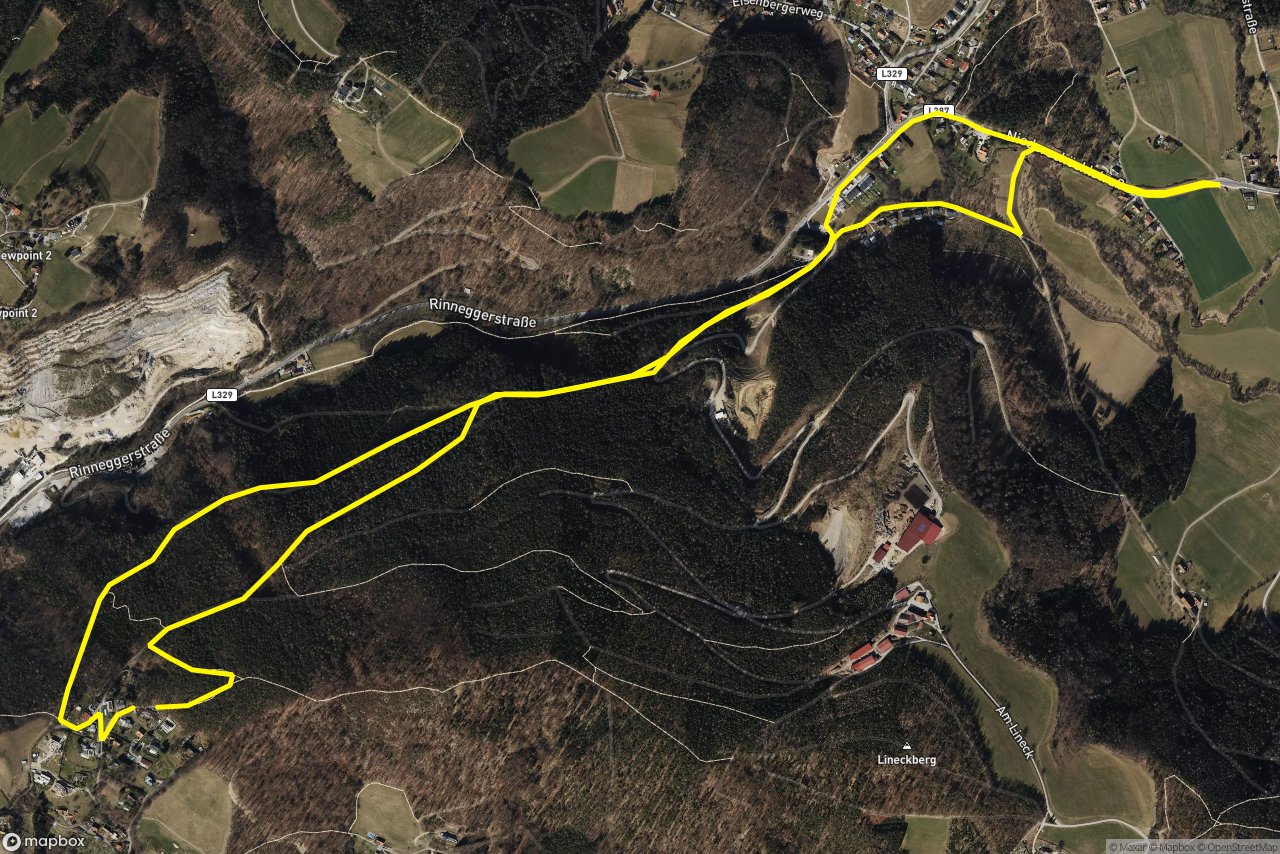 Holzmöstlweg – Niederschöcklstraße 7 km loop seen over 3D terrain