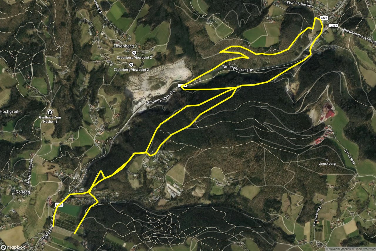 Radegunder Straße – Am Dürrgraben 9 km loop seen over 3D terrain