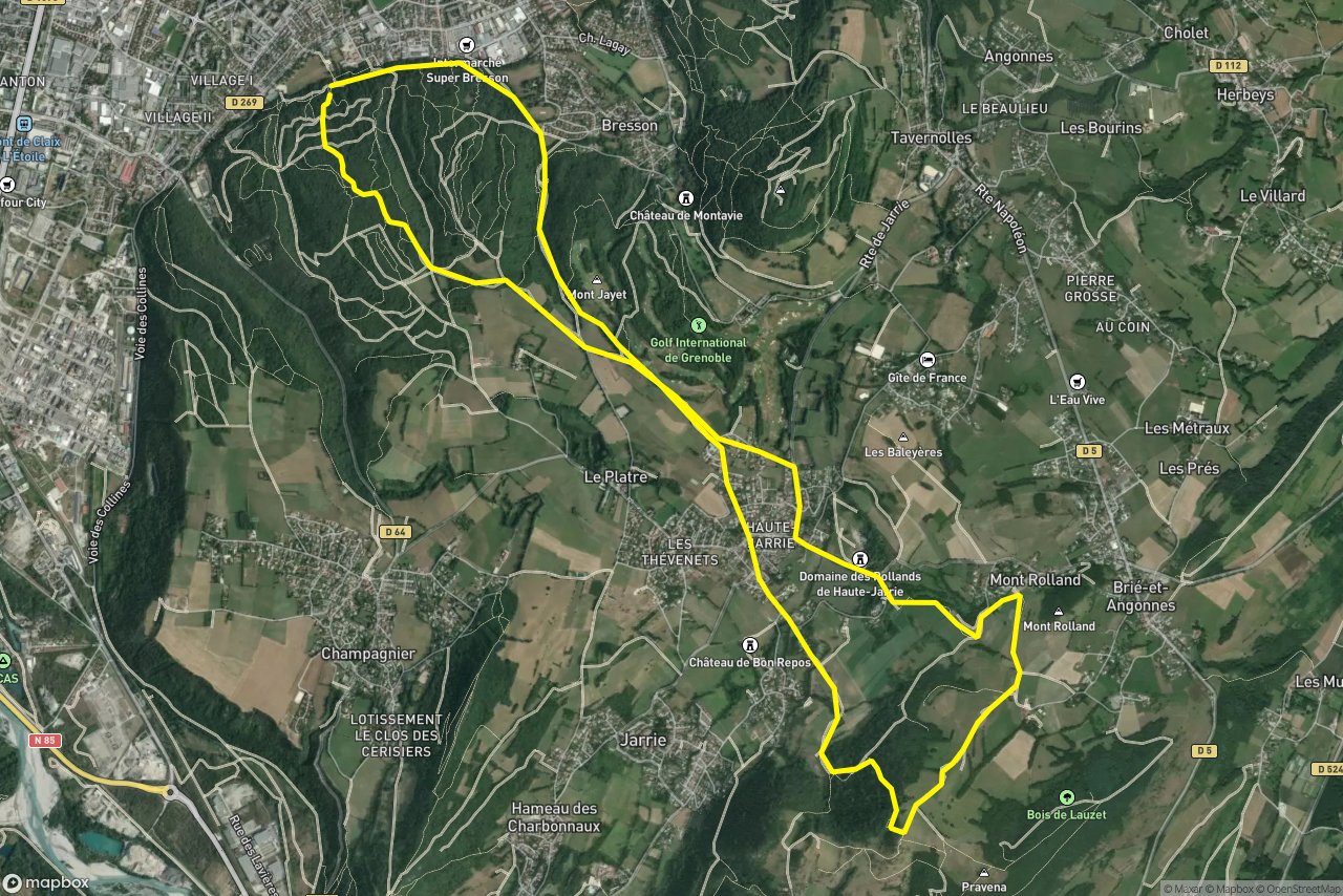 Chemin du Buis – Parcours de santé de la Frange Verte 15 km loop seen over 3D terrain