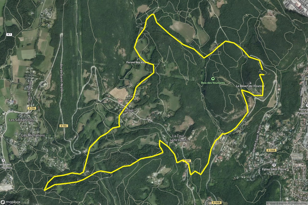 Chemin du Génie – Rue des Bergers 11 km loop seen over 3D terrain