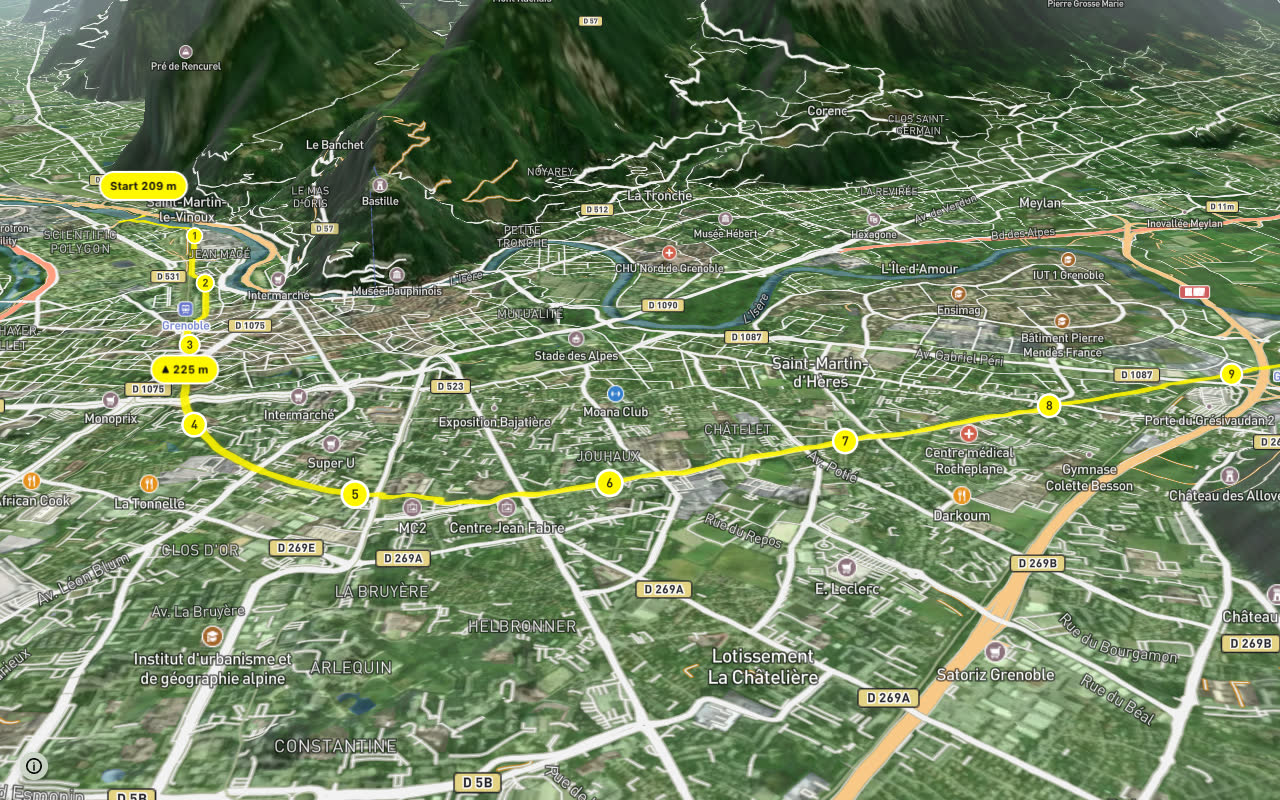 Chronovélo 2 seen over 3D terrain