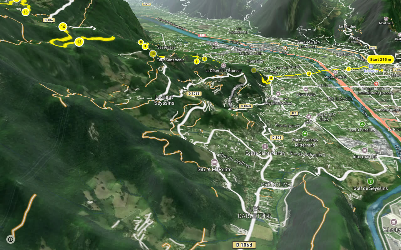 La Via du Tram seen over 3D terrain
