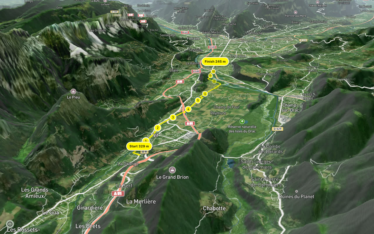 Pont de Claix - Vif seen over 3D terrain