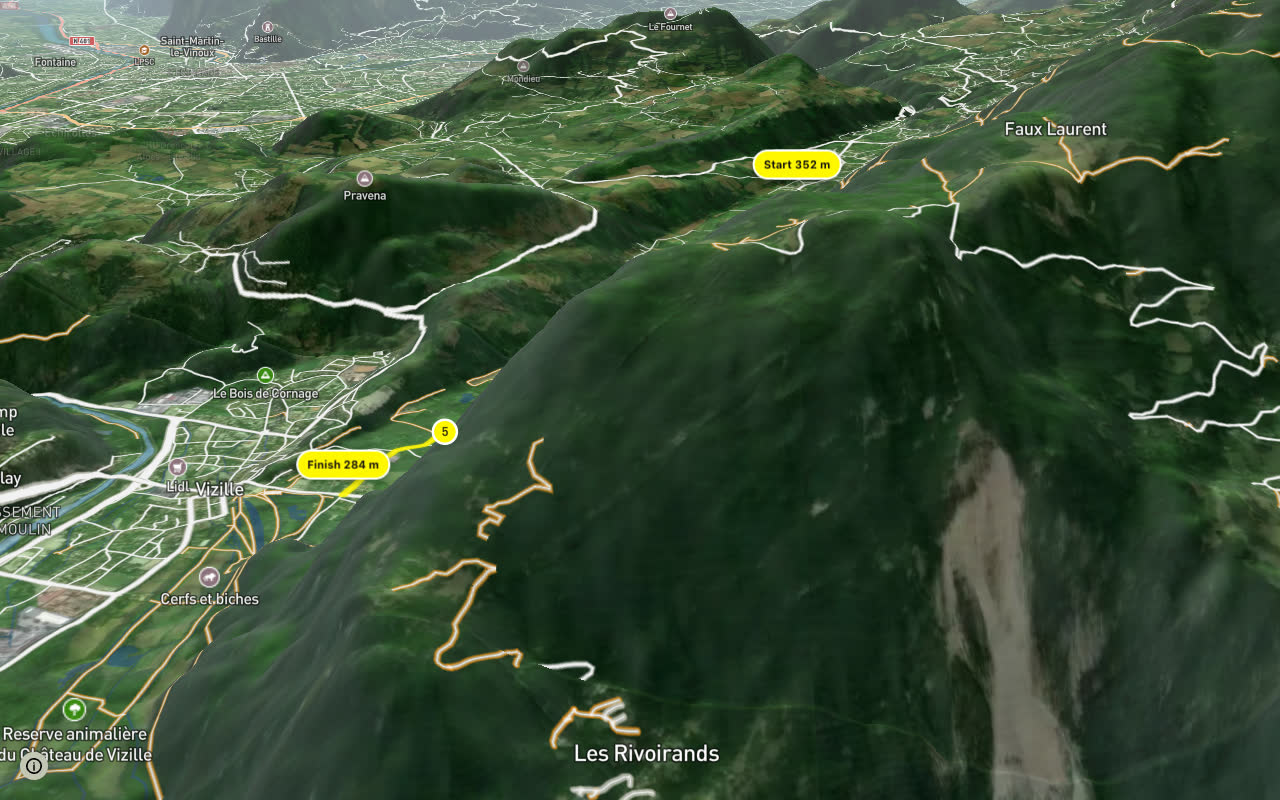 Vaulnaveys-le-haut - Vizille seen over 3D terrain