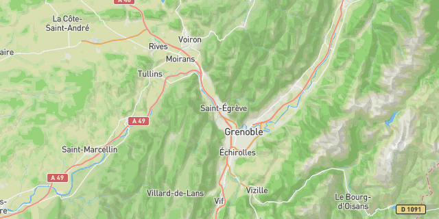 Map of the routes around Grenoble