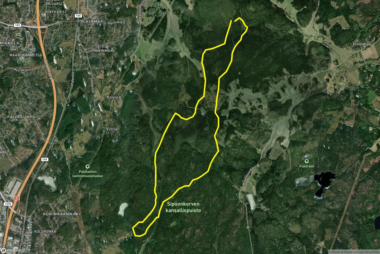 Gillerbergintie 14 km loop seen over 3D terrain