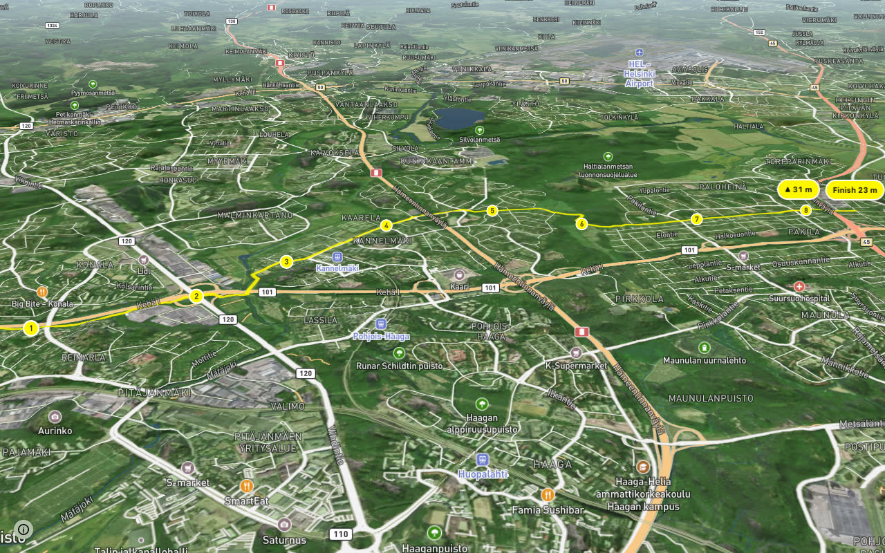 Kannelmäenbaana seen over 3D terrain