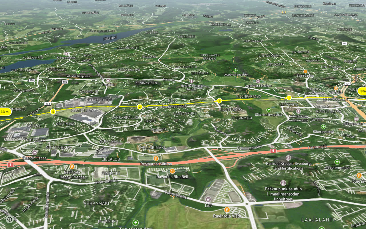 Rantaradanbaana seen over 3D terrain