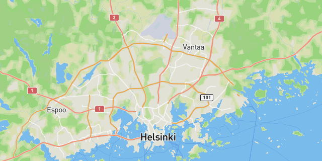 Map of the routes around Helsinki