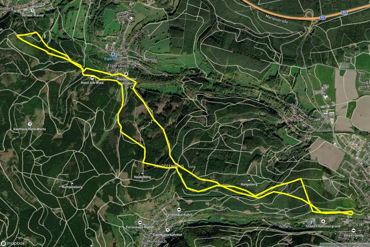 Kieferleiteweg – Schelihaweg 16 km loop seen over 3D terrain