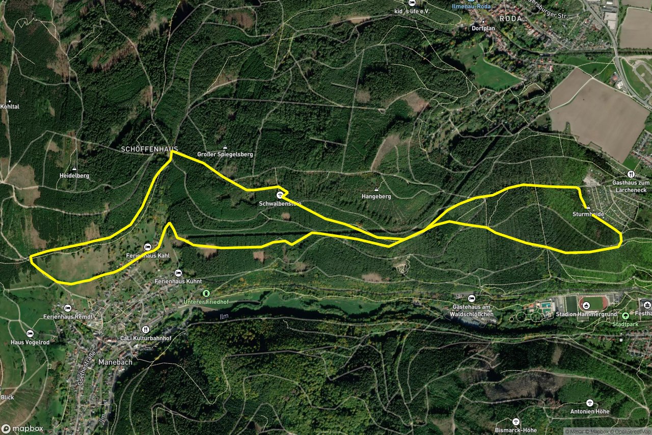 Oberer Berggrabenweg – Alte Handelsstraße 8 km loop seen over 3D terrain