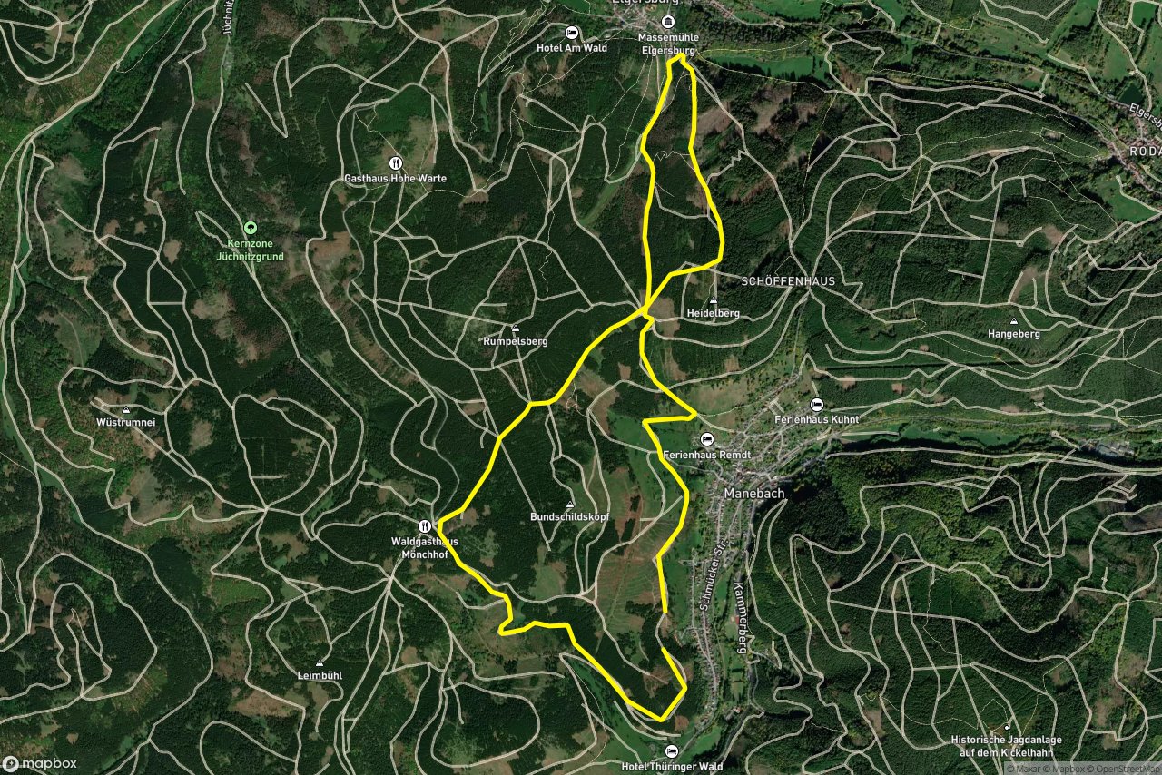 Oberer Berggrabenweg – Steigerstraße 11 km loop seen over 3D terrain