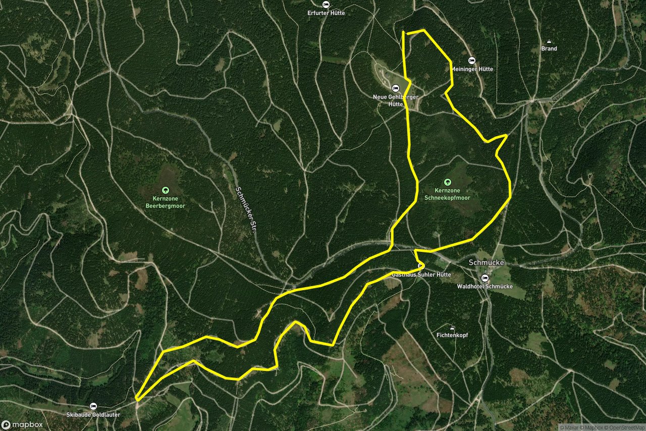 Rosenkopfstraße – Rodelstrecke am Adler 10 km loop seen over 3D terrain