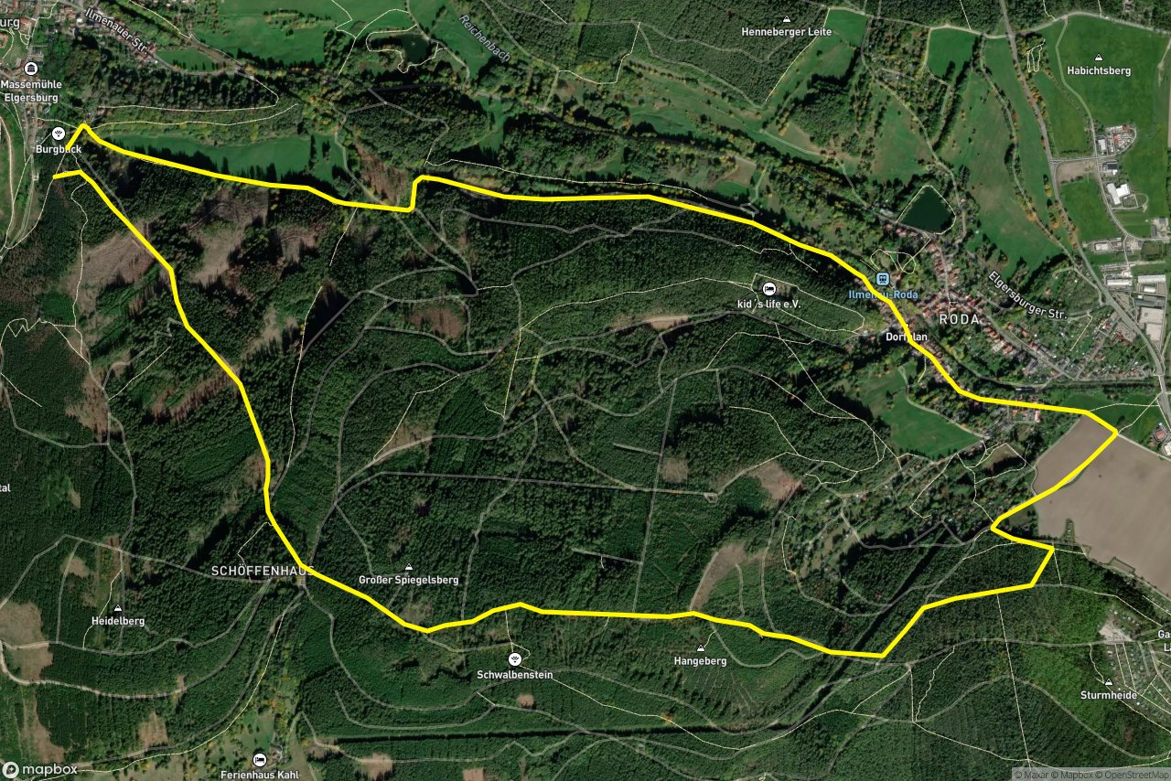 Stadtratsweg – Seiniger Weg 8 km loop seen over 3D terrain