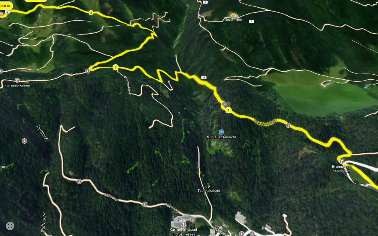Arzler Alm seen over 3D terrain